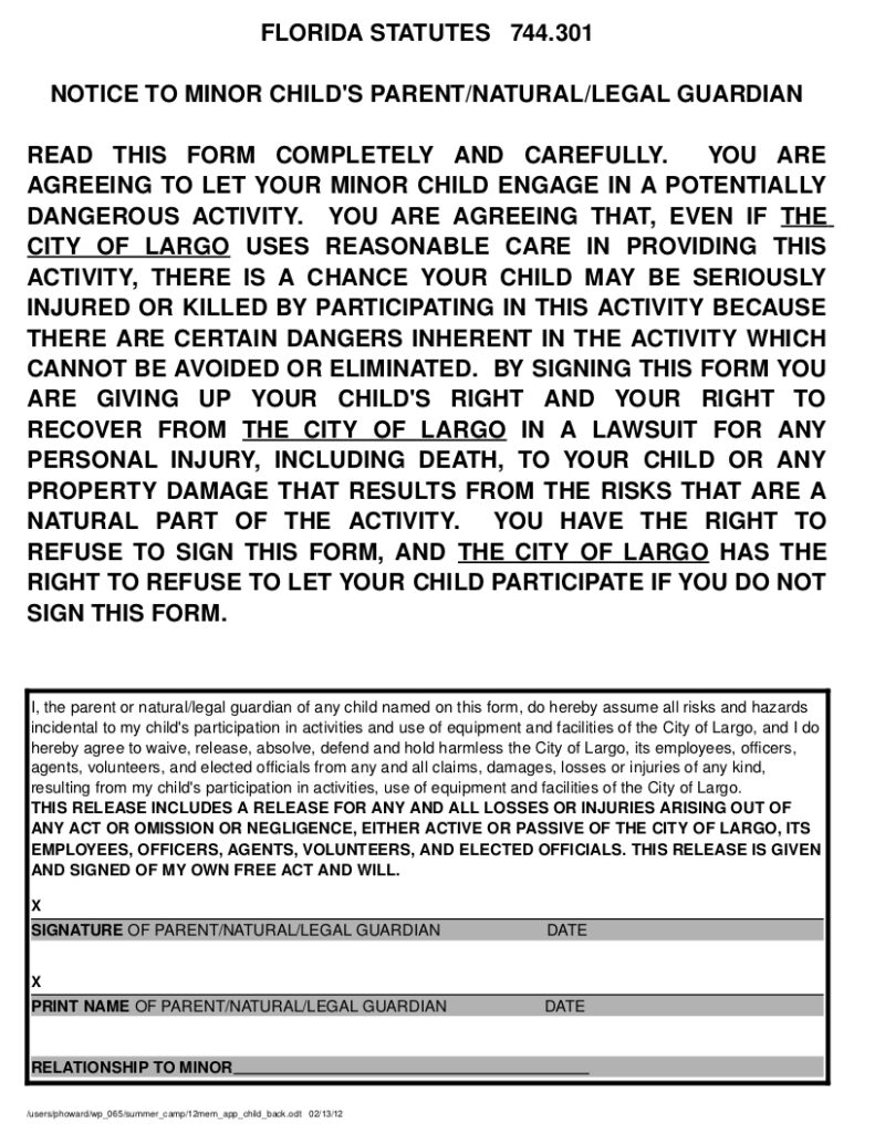 City of Largo Waiver